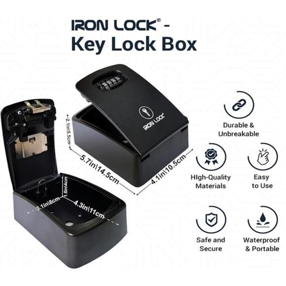 XXL Key Lock Box Wall Mount for Keys 4 Digit Combination with Resettable Code - Picture 2 of 5